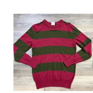 Nightmare On Elm Street Freddy Krueger Sweater XS Red Green Striped